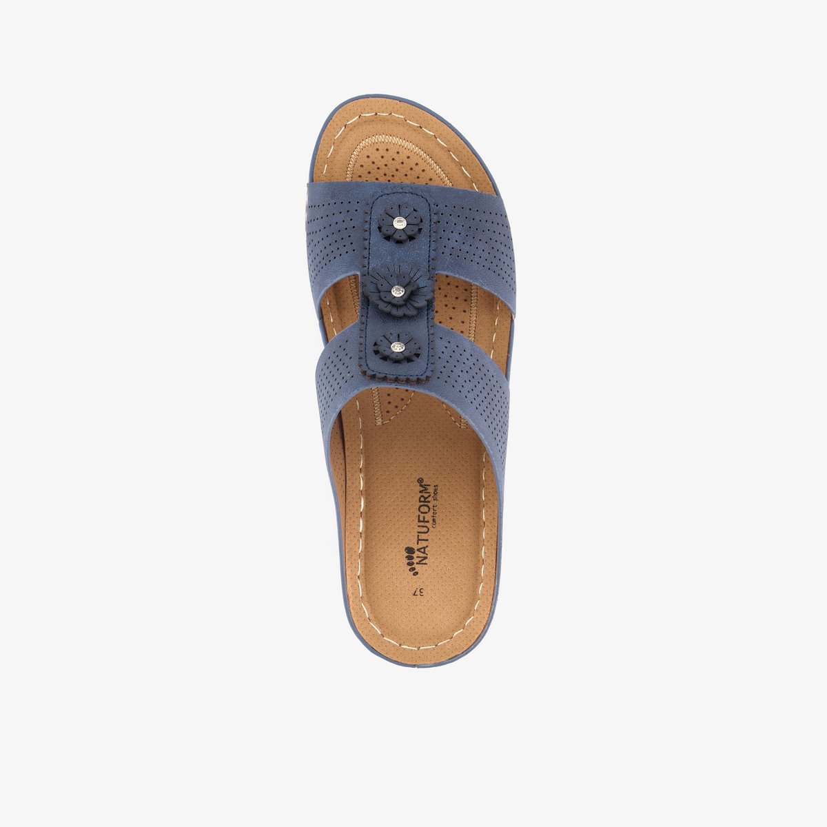 Natuform dames slippers met sleehak blauw - Maat 38 - Uitneembare zool