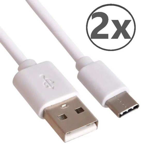 USB-C Data- en Laadkabel - 2 Stuks - Oplaadkabel geschikt voor iPhone 15 & 16 en alle Type-C toestellen - 1 Meter - Fast Charger - Quick Charger - Oplaadkabel - Type C Naar USB-A - Oplaadsnoer Telefoon - Wit - Laptop