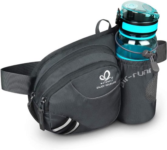 Hardloopriem, hydratatie, hardlopen, heuptas, flessenhouder, accessoires, waterdicht, reflecterend, voor trailrunning, joggen, hardlopen, wandelen, fietsen (ALL BLACK