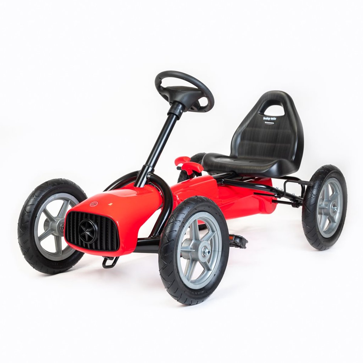 Baby Mix - Traptractor - Trapkart rood met kunststof zitting en grote wielen - kinderfiets - buitenspeelgoed - loopfiets - trapfiets - speelgoed - avontuurlijke speelgoed