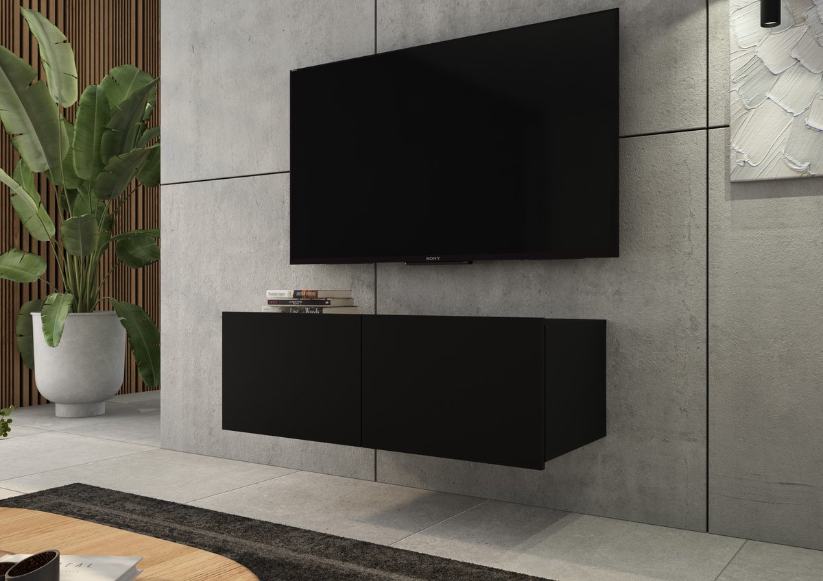 Pro-meubels TV-Meubel Cosenza | Zwart Mat – 100 cm | Hangend of Staand - Tv kast
