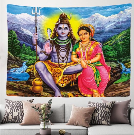 Ulticool - Krishna Radha India Spiritualité Hinduism - Tapisserie - 200x150 cm - Groot tapisserie - Affiche