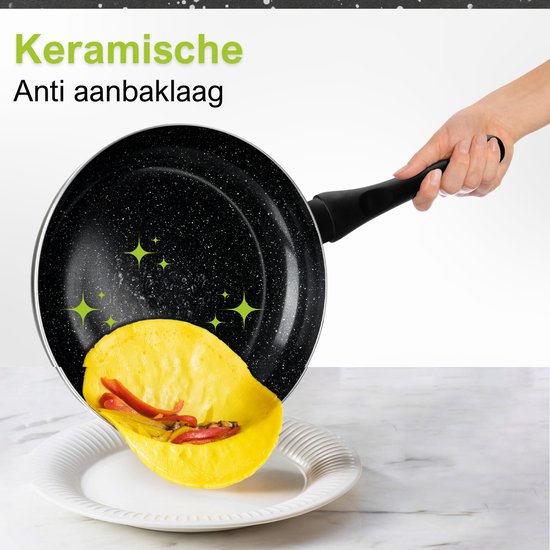 Ensemble de 3 poêles en céramique CeraFusion - Poêles à frire 20, 24 et 28 cm - Poêles à frire - Ensemble de poêles à frire - Casseroles et poêles à induction - Pan - Sans PFAS