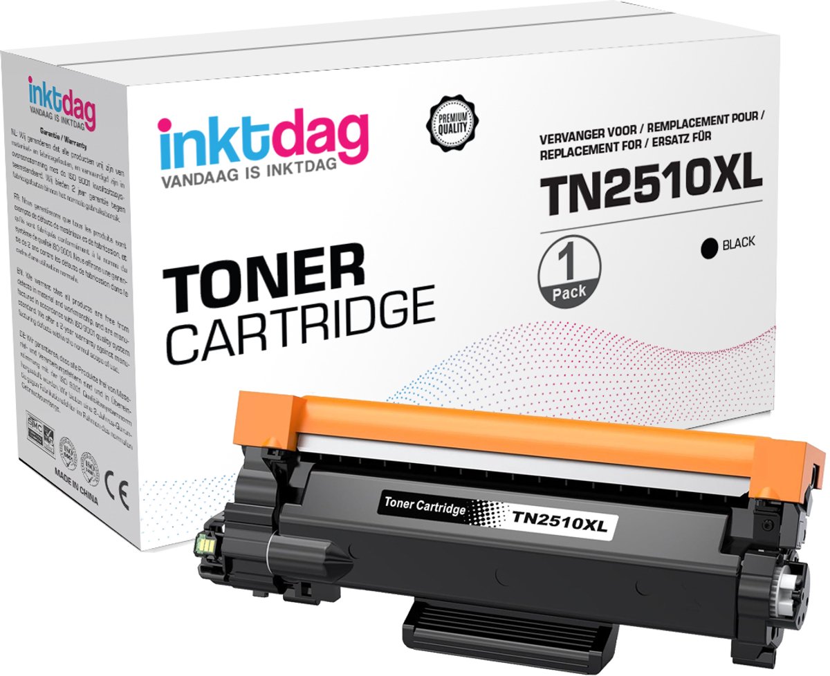 Inktdag Toner Compatibel met Brother TN-2510 XL TN2510XL TN-2510XL voor HL-L2400DW HL-L2400DWE MFC-L2800DW DCP-L2620DW MFC-L2860DWE DCP-L2627DW Met Chip