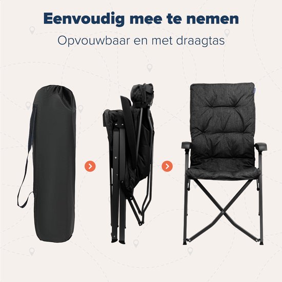 TRVLMORE Campingstoelen Luxe - Opvouwbaar - 2-Pack - 150KG Draagvermogen - Incl. Draagtas - Klapstoel - Kampeerstoel - Vouwstoel - Zwart van Merkloos — afbeelding 4
