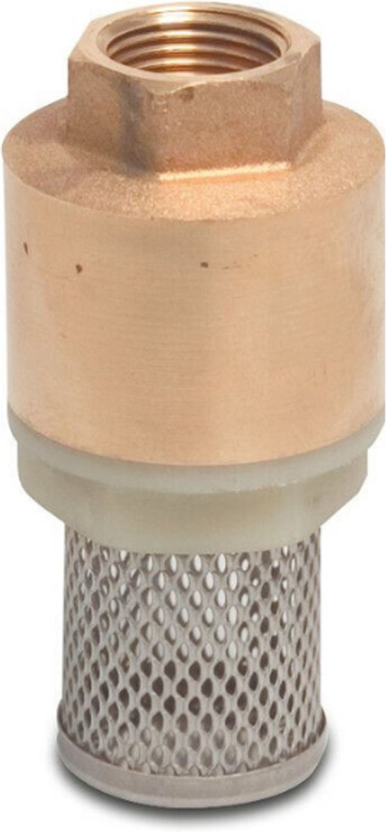 Voetklep veerbelast messing 3/4" binnendraad 10bar DN20 RVS 304