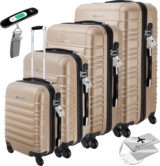 tectake® 3-Delige Reiskofferset - Kofferset met Harde Schaal - Trolleykofferset van ABS - Reistas met 4 Wielen, 360 Graden Draaibaar en Telescoopgreep - Rood