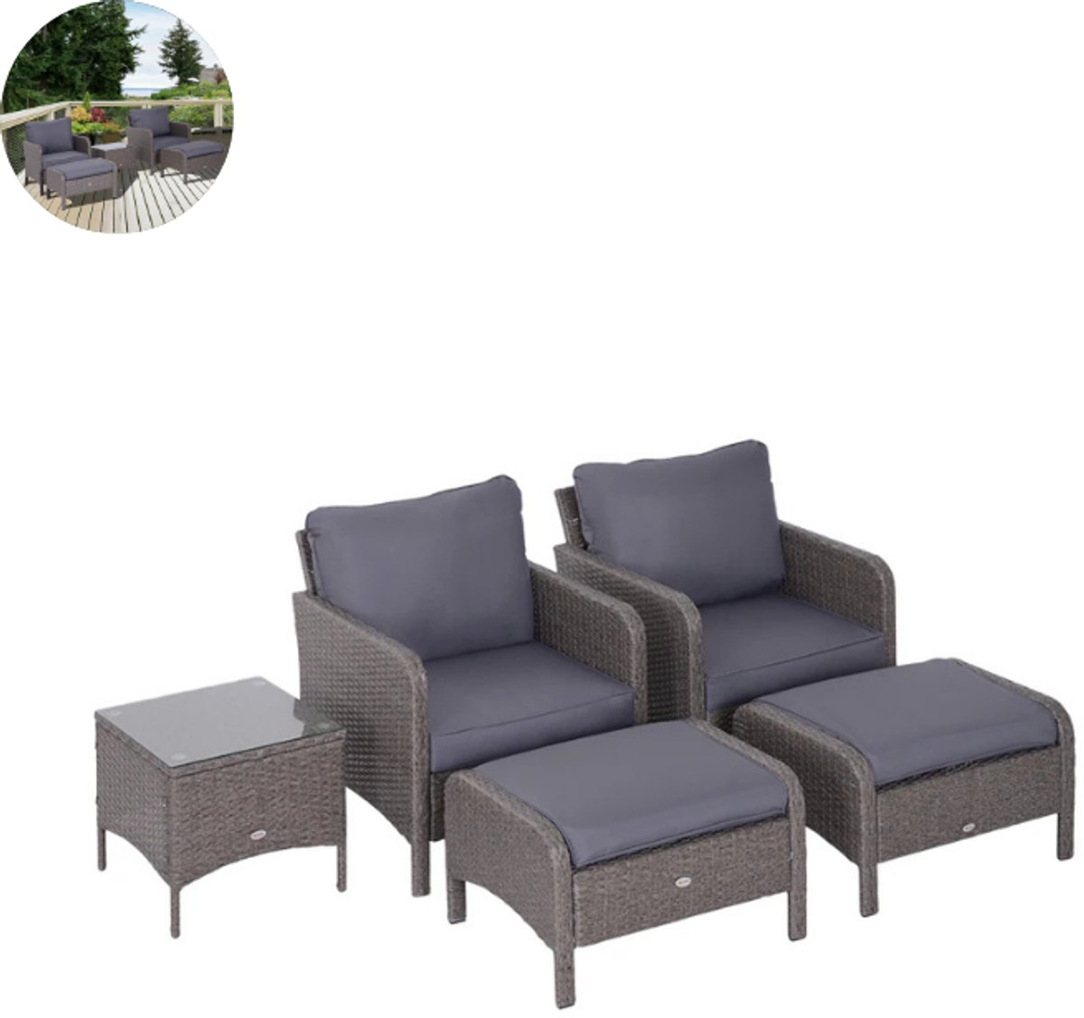 Balkonset 2 personen - Tuinset - Bistroset - Bruin - Weerbestendig - 3 delig - Tuintafel en 2 stoelen - 2 personen - Gecoat staal - Onderhoudsvrij staal