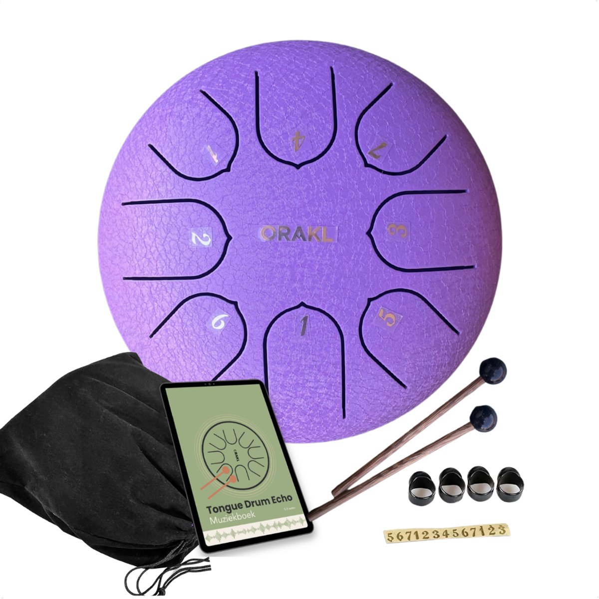 Orakl ® Tongue Drum Echo Wintermist Inclusief lesboek Handpan ø