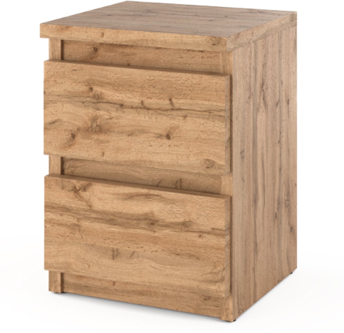 Stiv-Meble NACHTKASTJE EIKEN WOTAN 30 CM 2 LADEN TAFEL TV-TAFEL VOOR LOFT SLAAPKAMER bruin