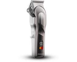 Professionele Tondeuse met Draadloos Oplaadstation - Incl. 4 Opzetstukken - Voor Hoofdhaar & Mannen - Complete Set - Grijs