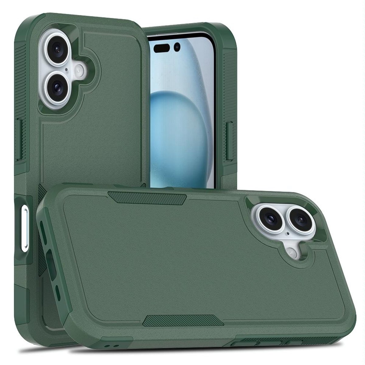 Mobigear Hoesje geschikt voor Apple iPhone 16 Telefoonhoesje Hardcase | Mobigear Heavy Armor Backcover Shockproof | Schokbestendig iPhone 16 Telefoonhoesje | Anti Shock Proof - Groen