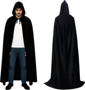 Joya Kids® Luxe Mantel Volwassenen Met Capuchon 170 cm | Kostuum voor Carnaval Halloween | Zwarte Cape Vampier | Verkleedkleren Volwassenen | Dames en Heren | Zwart | 170 cm lang