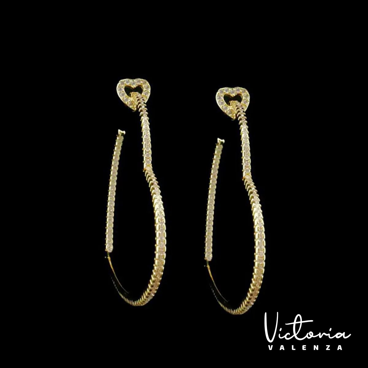 Victoria Valenza Rimini Luxe Oorbellen Dames Messing Oorringen Witte Steen Oorbellen - Goud kleurig - 1 Paar