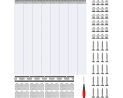 Strokengordijn, 213,4 X 121,9 cm, 0,2 cm Dik, 8 Stuks, Transparant PVC voor Diepvriezers en Deuren