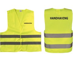 EIZOOK Veiligheidshesje - veiligheidsvest - HANDHAVING - BEDRUKT voor en achterzijde Geel - EN ISO20471 -Specialties By Eizook