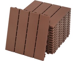 44 stuks houtlook balkontegels terrastegels 30x30cm decoratieve kunststof tegels voor terras click tegels vloer click systeem balkontegels waterdicht easy-care - bruin 4m²