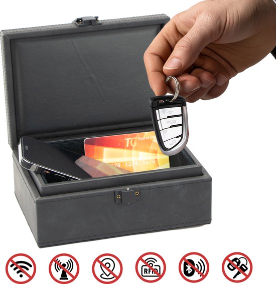 Boîte Faraday Garzini Medium – Étui de protection RFID pour clé de voiture – Boîtier antivol sans clé – Étui à clés – Zwart