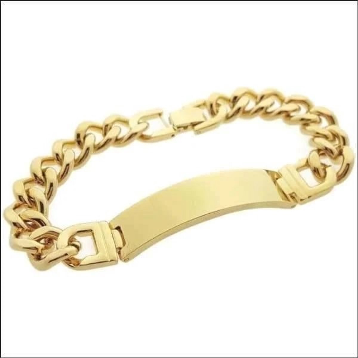 Aramat Jewels | Armbanden | Stalen Goudkleurige Plaatarmband Breed | | | |11mm | Staal | Volwassenen | Verkleurd niet