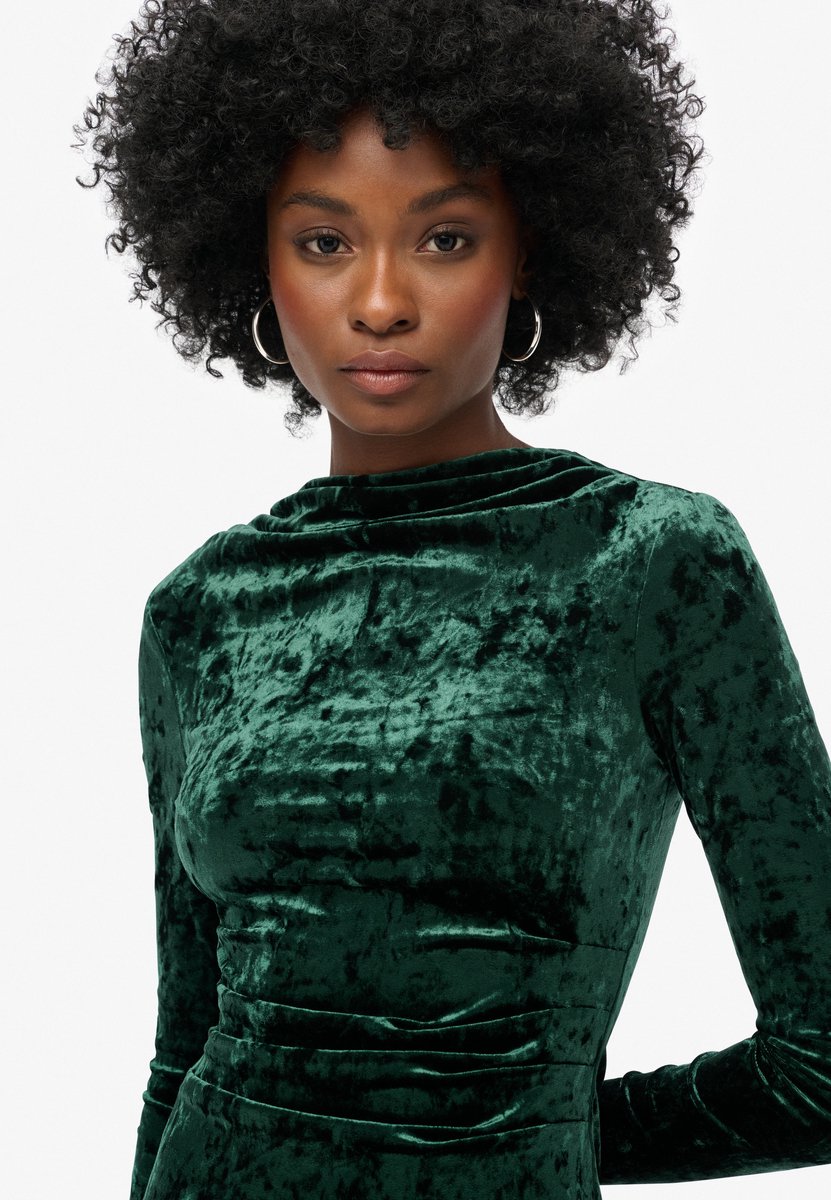 Superdry Fluwelen mini-jurk met lange mouwen Dames Jurken Groen