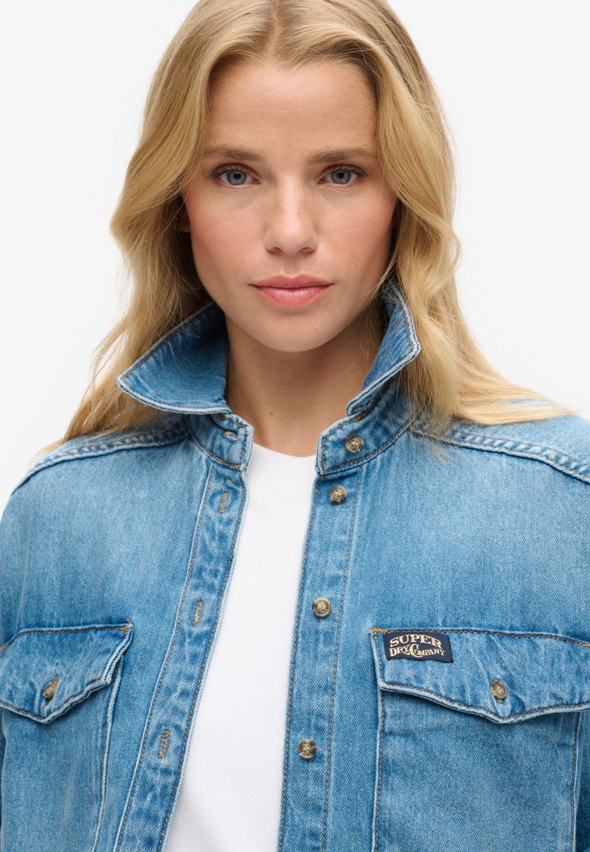 Superdry Oversized shacket Dames Shirts Blauw