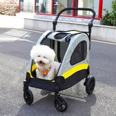 BingoPaw Hondenreiskinderwagen - Stevige kinderwagen voor huisdieren - 4 extra grote wielen - Hondenbuggy met remmen voor kleine en middelgrote honden en katten met verstelbare handgreep. Belastbaar tot 20 kg.