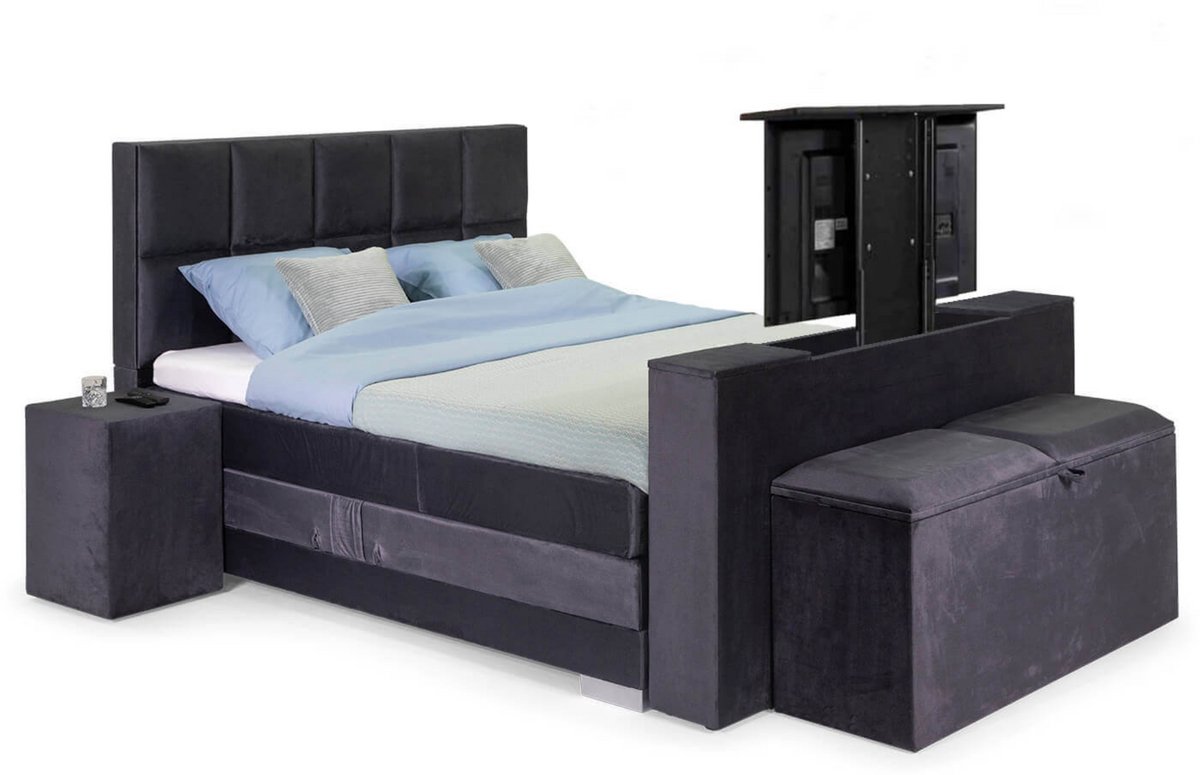 Sweet Sleep Boxspring 180x200 met TV-Lift en Opbergruimte Donkergrijs - Product - €2.899,00