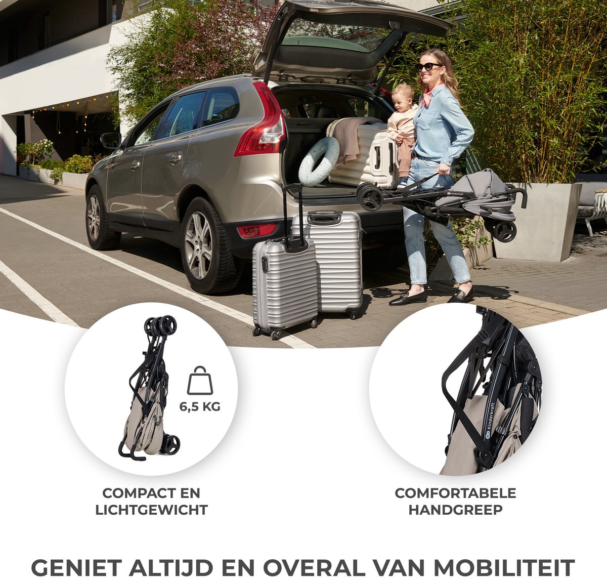 Kinderkraft TIK - Buggy - Lichtgewicht 6,5 kg - Verstelbaar Tot Ligpositie - Beige – foto 4