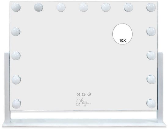 QLAY® Dimbare Hollywoodspiegel - 58 x 46 x 12 cm - make-up spiegel - Dimbaar - drie lichtstanden - Vernieuwde versie