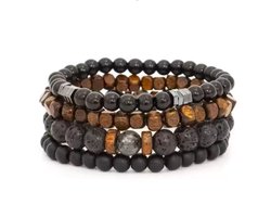 NEFET® - Kralen Armband - Natuursteen - Zwart en Bruin - Heren - ideale geschenk - Cadeau voor Man - Cadeautjes Accessoire - Trendy NEFET® - Kralen Armband - Natuursteen - Zwart en Bruin - Heren - ideale geschenk - Cadeau voor Man - Cadeautjes Accessoire - Trendy