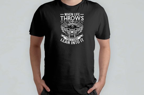 Foto: When life throws you a curve lean into it t shirt motorcyclelife dad papa rideordie bikervibes borntoride motorleven motorrijders tweewielen motorrit