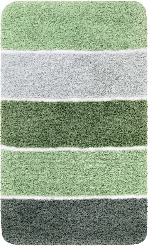 Homie Living Badmat, behaaglijke pluizige zachte pool, antislip en wasbaar, Rio Marina (80 x 150 cm, groen-grijs