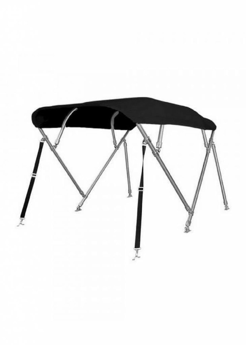 BREG Biminitop | RVS 4-boogs | Breedte 185 <> 198 cm - Hoogte 137 cm - Zwart doek