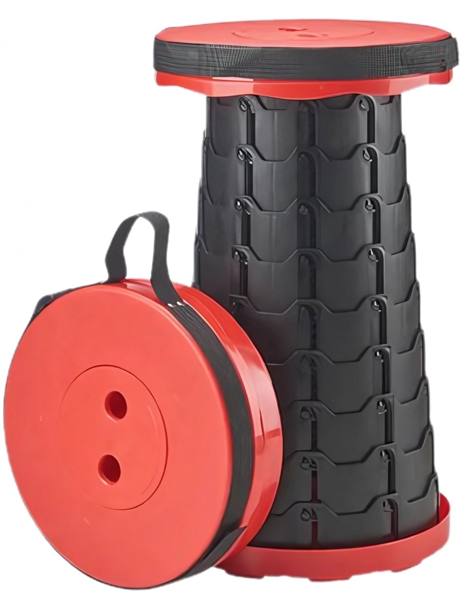Home & Marker - Telescoop Kruk - Opvouwbare kruk - Krukje - Inklapbare Kruk - Telescopische Kruk - Voetensteun - Zwart/Rood - FOLDYSEAT