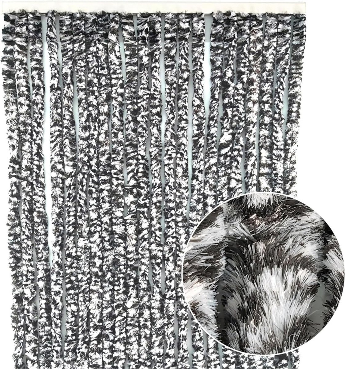 CRLYN® Vliegengordijn Kattenstaart - Hordeur - Vliegengordijn - Antraciet met Wit
