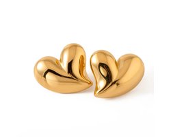 Stainless Steel Hartjes Oorstekers – Glanzend & Hypoallergeen – Verkleurt Niet – Roestvrijstalen Oorbellen – 2,5 x 2,7 cm – Goudkleurig