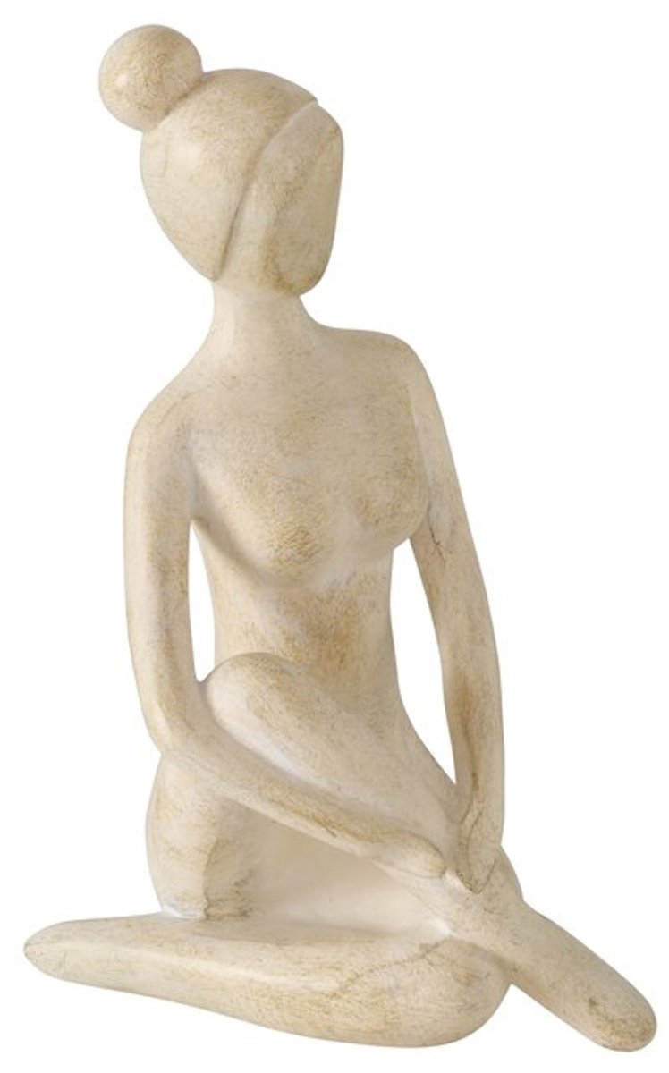 Boltze - Beeld - Sculptuur - Yoga - Meditatie - Vrouw - Polyresin - Beige - 10x20x30cm