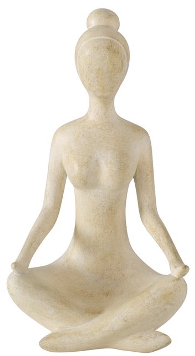Boltze - Beeld - Sculptuur - Yoga - Meditatie - Vrouw - Polyresin - Beige - 10x20x30cm