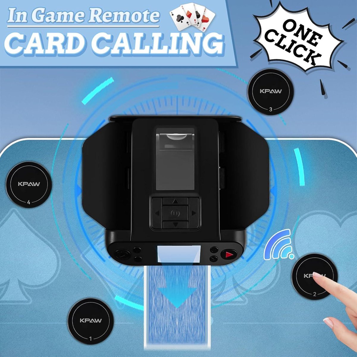 Automatische Kaart Shuffler en Dealer, 1-2 Dekken Ondersteunen 8 Spelers, 360 °/180 ° Deal, Rustige Oplaadbare Batterij die Wordt Bediend, Aanpasbaar, voor Familiebeambten (BLACK