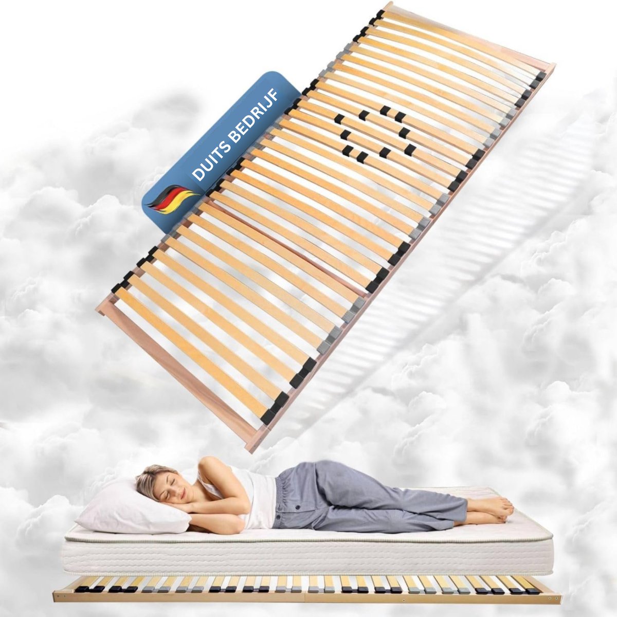 Coemo Lattenrost Basic Starr - Ergonomische 7-Zones Lattenbodem met 5-Fase Hardheidsverstelling, Duurzaam Beukenhout en Geschikt voor Alle Matrassen, 100 x 200 cm 28 latten