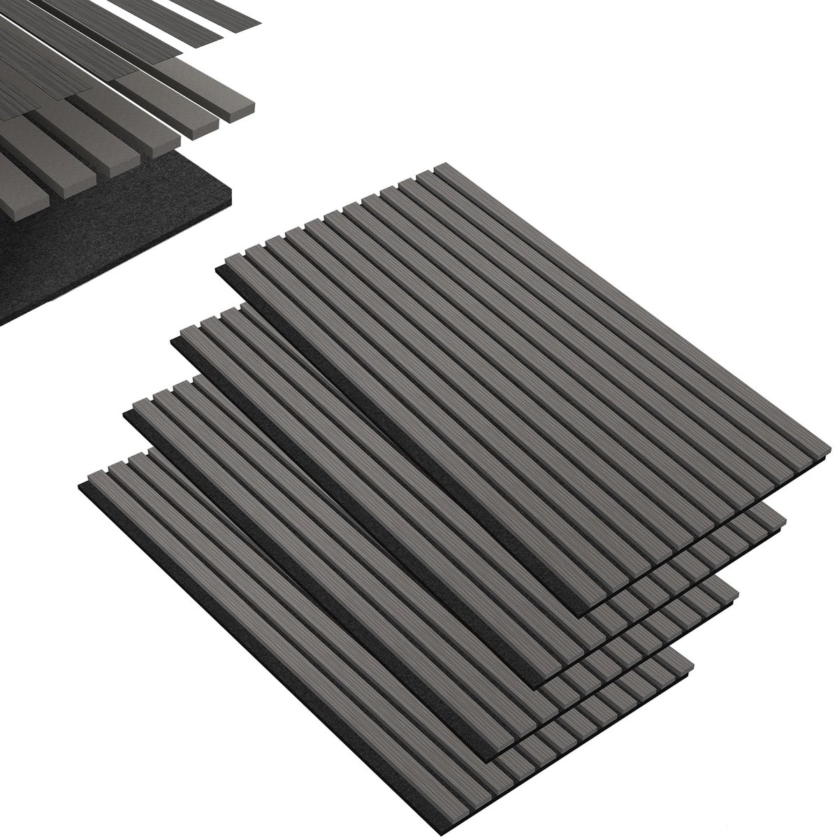 4 stuks Geluidisolatie - akoestisch wandpaneel - 120x60 cm Akoestische panelen - Geluiddemper - Studio Foam - Teak