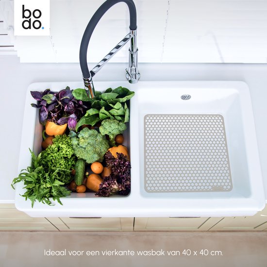 Bodo® – Tapis d'évier en Siliconen beige - 37 x 37 cm - Accessoires de vêtements pour bébé de Cuisine - Protecteur d'évier pour 40 x 50 cm - Sous-verres en Siliconen - Anti rayures - Accessoires de vêtements pour bébé d'évier