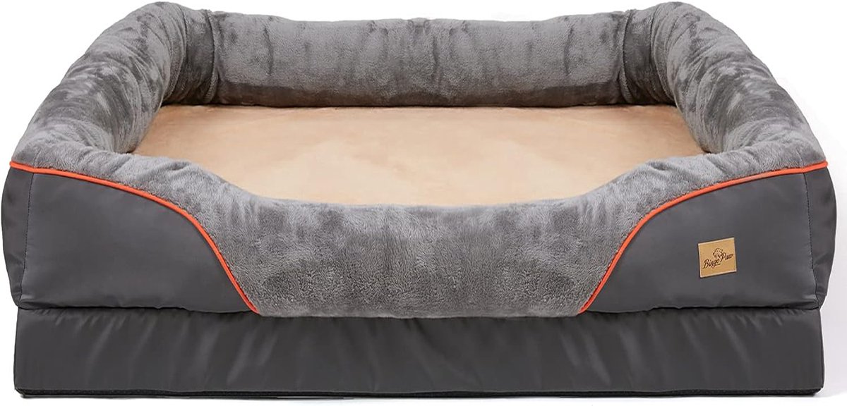 BingoPaw Grote Hondenbank – Wasbaar Orthopedisch Hondenbed met Afneembare Hoes – Waterdicht Hondenkussen met U-vormige Rand – Huisdierenbed – 83x57x25 cm