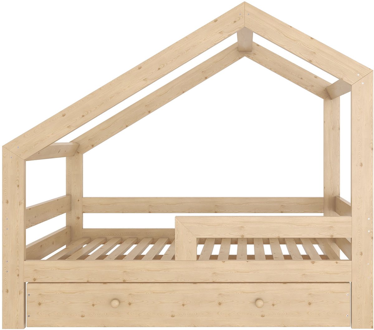 Need Sleep - Huisbed met Lade Montessori Kinderbed - 160x80 cm - Houten Bed voor Kinderen - Asymmetrisch Dak