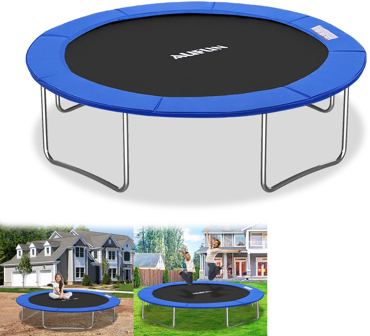 YRHome Trampoline-randafdekking, veerafdekking, Ø 244 cm, UV-bestendigheid, scheurbestendig, randbescherming, veiligheidsmat, trampoline-accessoires, standaardmaat voor trampolines blauw