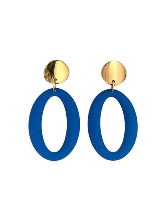 Boucles d'oreilles clip VILLA COCO Blauw - Grandes boucles d'oreilles clip - Légères - Acier inoxydable - Boucles d'oreilles clip tendance - Blauw