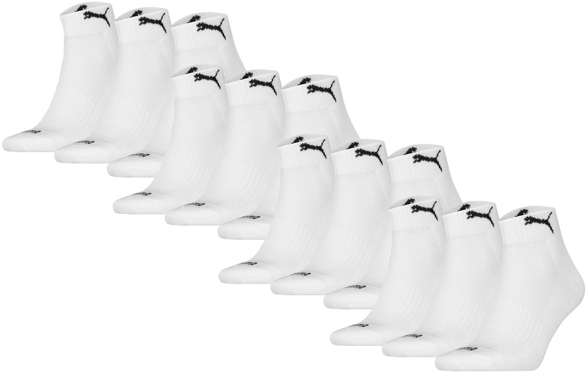 Puma Sokken Cushioned Quarter 12P Verpakking van 12 Wit