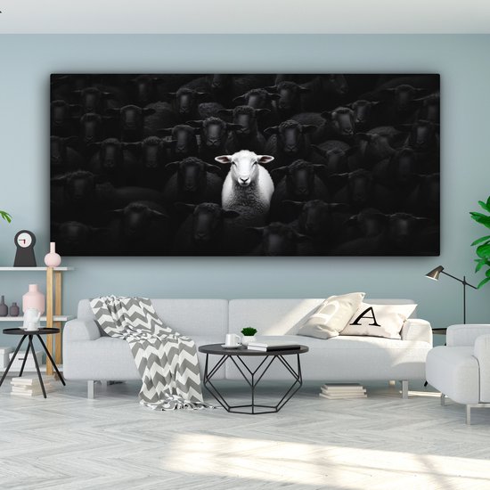 Tableau sur toile 160x80 cm - Décoration murale exclusive Mouton - Wit - Ténèbres - Décoration murale salon - Décoration chambre - Accessoires chambre - Peintures sur toile