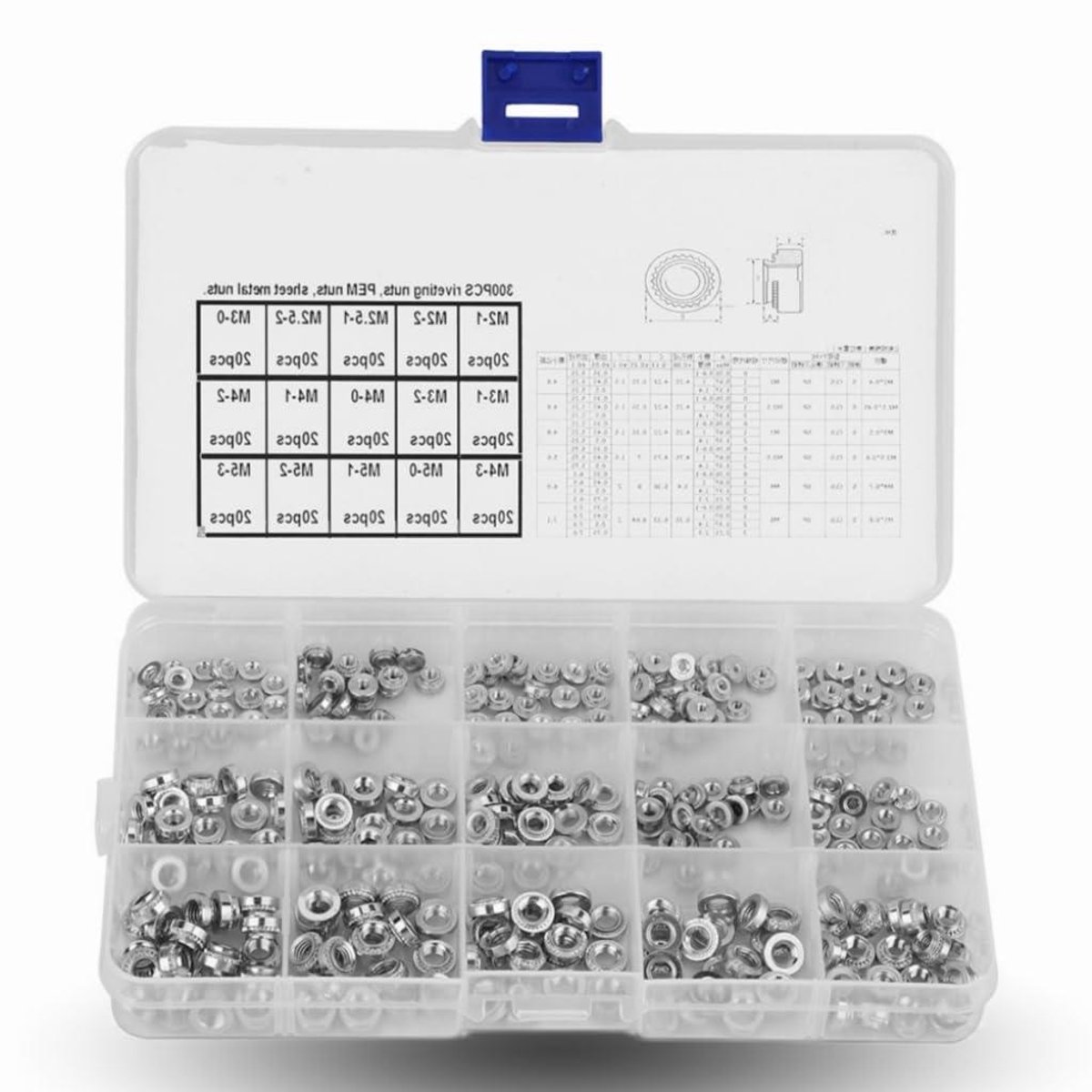 300 Stks Druk Klinken Zelf Clinching Noten Multifunctionele Duurzaam Druk Klinken Moer Bevestigingsmiddelen Betrouwbare Metalen Sluiting Tool