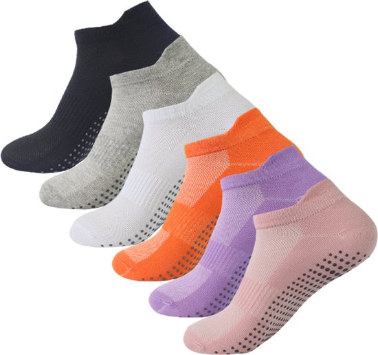 Yogasokken - Antislip - 6 Paar - Huissokken - Sport Sokken - Yoga Sokken - Sportsokken - Huissokken - Full Toe - Anti Slip Sokken - Pilates Sokken - Pilates Yogasokken - Pilatessokken - Ballerinas - Met Extra Grip - Met Anti Slip Onderkant - One Size van Merkloos — afbeelding 3